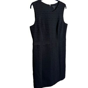 NWT Ann Taylor Sheath Dress Midi Textured Sleeveless Black size 14